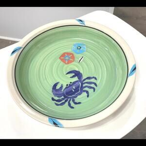 Seaside Ceramic Dish / Hand-painted and Signed / Beautiful!